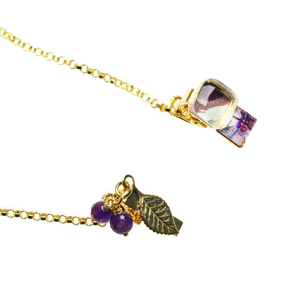 帽子留めクリップ チェーン アメジスト 金 梅 紫 帽子留め