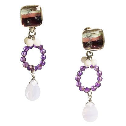 イヤリング 虹 紫 アメジスト ブルーレース TAMARUSAN