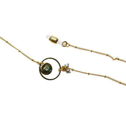 眼鏡チェーン 淡水パール アメジスト 紫 虹 金 TAMARUSAN