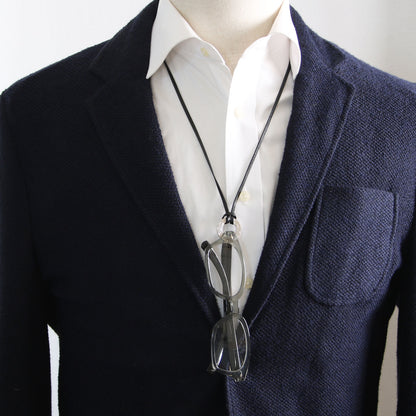 眼鏡ホルダー 男女兼用 紫 老眼鏡 革ひも TAMARUSAN