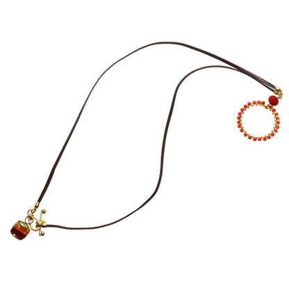 眼鏡ホルダー 虹 オレンジ 赤 革 カーネリアン TAMARUSAN