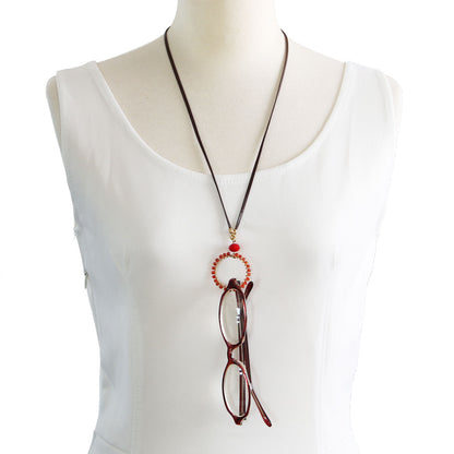 眼鏡ホルダー 虹 オレンジ 赤 革 カーネリアン TAMARUSAN