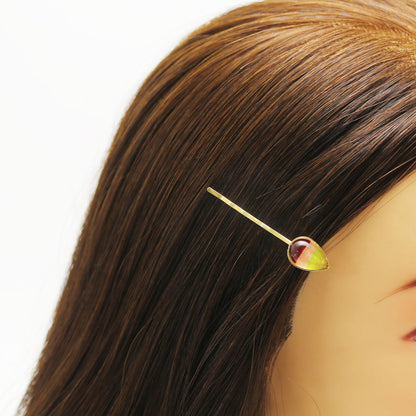 ヘアピン 虹 オレンジ 24k 金 大人 TAMARUSAN