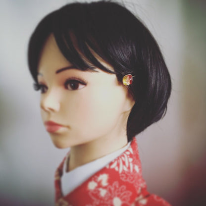 ヘアピン 虹 オレンジ 24k 金 贈り物 高級ヘアピン