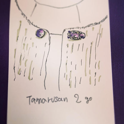 両飾りのハットピン パープル ゴールド 古希 TAMARUSAN