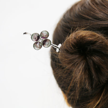 着せ替えかんざし パープル 虹 花 木製 TAMARUSAN