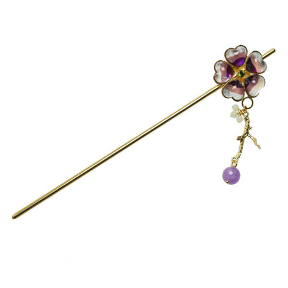 花 かんざし 紫 アメジスト 本翡翠 TAMARUSAN