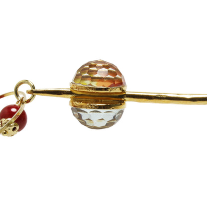 かんざし レース 花 虹 赤 オレンジ 24k TAMARUSAN