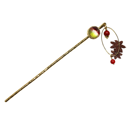 かんざし レース 花 虹 赤 オレンジ 24k TAMARUSAN