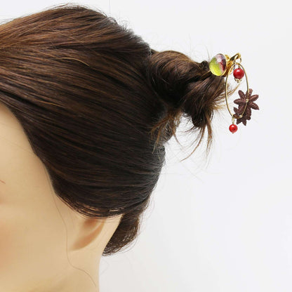 かんざし レース 花 虹 赤 オレンジ 24k TAMARUSAN