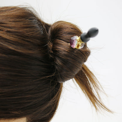 着せ替えかんざし 木製 虹 パープル 24金 着せ替えかんざし
