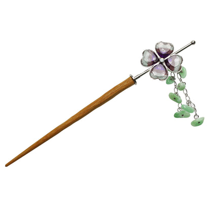 着せ替えかんざし 花 木製 虹 パープル TAMARUSAN