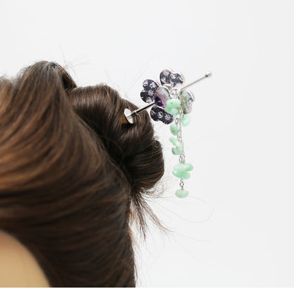 着せ替えかんざし 花 木製 虹 パープル TAMARUSAN