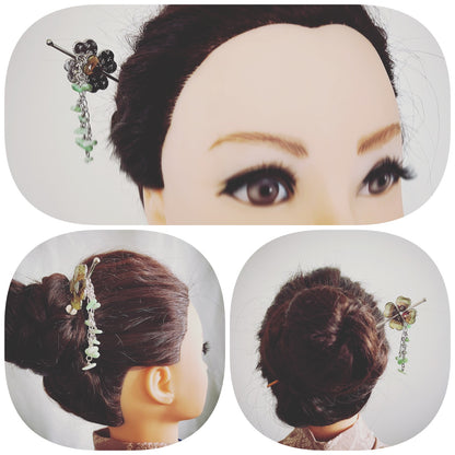 着せ替えかんざし 花 木製 虹 パープル TAMARUSAN