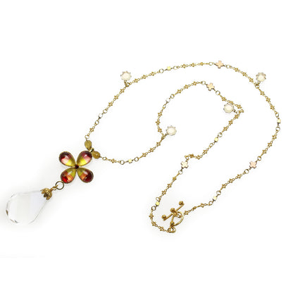 ルーペ ネックレス 虹 オレンジ 樹脂 花 金 TAMARUSAN