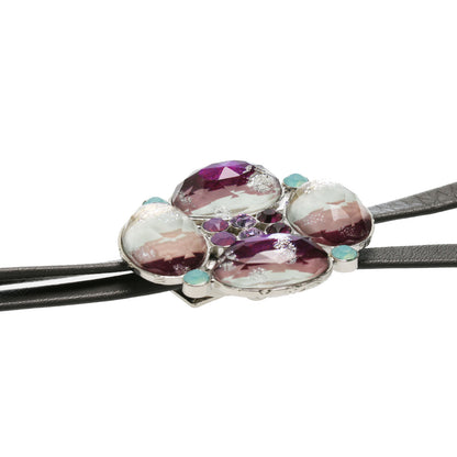 ネックレス 革紐ループタイ アメジスト 虹 古希 紫 TAMARUSAN