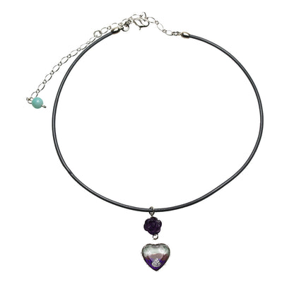 革紐チョーカー 虹 紫 アメジスト ハート TAMARUSAN