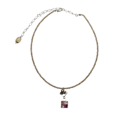 チョーカーネックレス スモーキークォーツ 虹 紫 TAMARUSAN