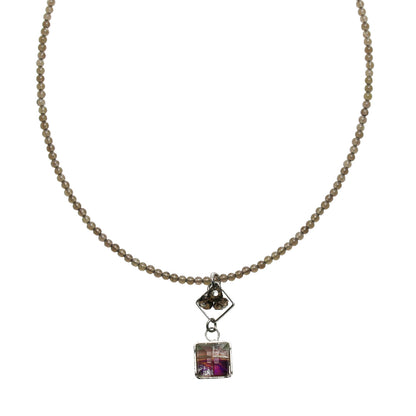 チョーカーネックレス スモーキークォーツ 虹 紫 TAMARUSAN