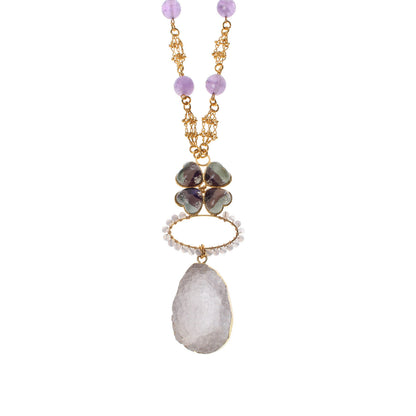 ネックレス パープル クローバー アメジスト ネックレス