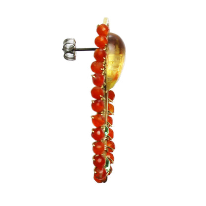 ピアス オレンジ 虹 カーネリアン 大ぶり TAMARUSAN