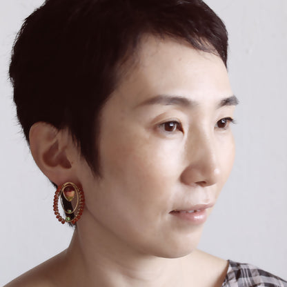 ピアス オレンジ 虹 カーネリアン 大ぶり TAMARUSAN