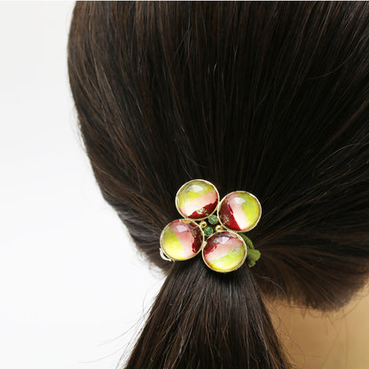 ヘアゴム 花 ゴールド 虹 オレンジ TAMARUSAN