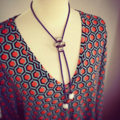 組紐ループタイ 紫 虹 アメジスト ジェイド TAMARUSAN