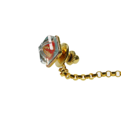 タイタックピン ピンク ブルー 金 四角 樹脂 TAMARUSAN