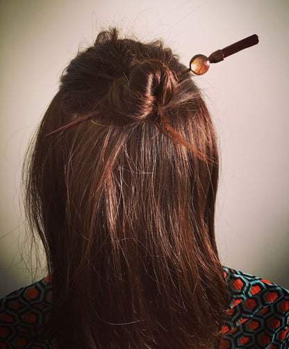 着せ替えかんざし オレンジ 渦巻き 木製 TAMARUSAN