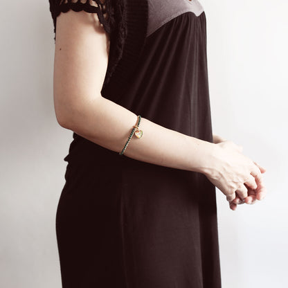 バングル グリーン ハート パンジー マラカイト 金 バングル