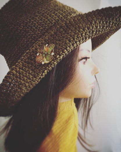 ブローチ 黄緑 パンジー 24金 花 TAMARUSAN