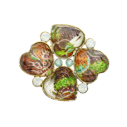 ブローチ 黄緑 パンジー 24金 花 TAMARUSAN
