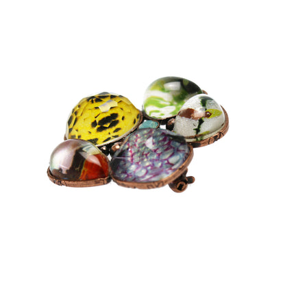 花 ブローチ アンティーク風 カラフル TAMARUSAN