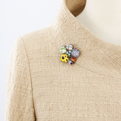 花 ブローチ アンティーク風 カラフル TAMARUSAN