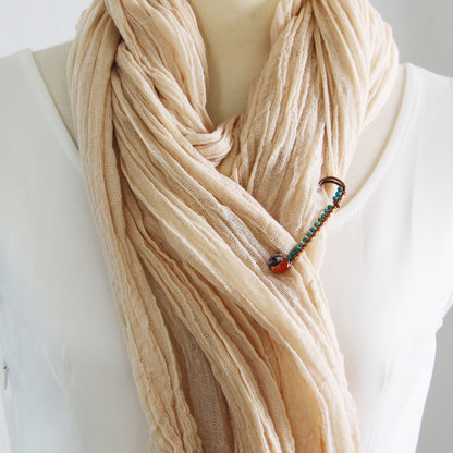 安全ピンブローチ オレンジ ターコイズ パンジー TAMARUSAN