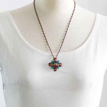 ブローチネックレス オレンジ パンジー ２way TAMARUSAN