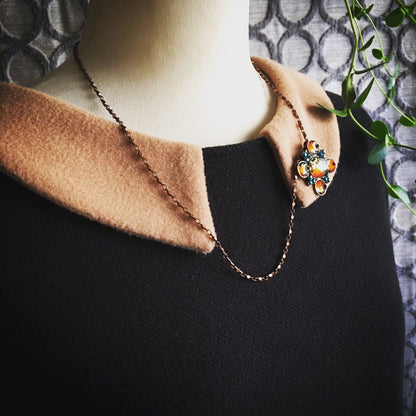 ブローチネックレス オレンジ パンジー ２way TAMARUSAN