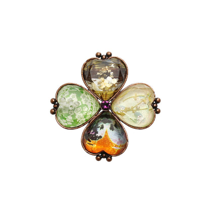 ブローチ 四つ葉のクローバー カラフル TAMARUSAN