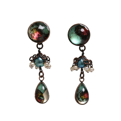 イヤリング グリーン 淡水パール パンジー TAMARUSAN