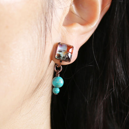 アシンメトリー イヤリング パンジー オレンジ TAMARUSAN