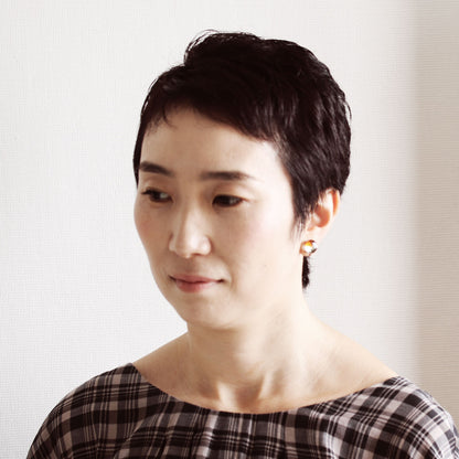 イヤリング オレンジ パンジー 樹脂 TAMARUSAN