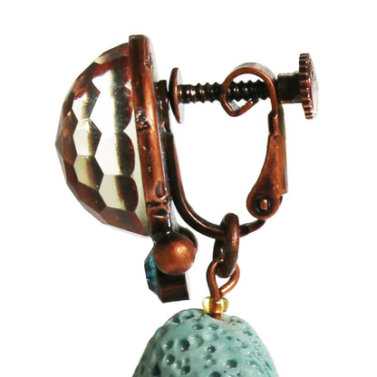 イヤリング オレンジ ブルー ラバ アゲート 大ぶり TAMARUSAN