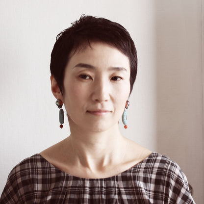 イヤリング オレンジ ブルー ラバ アゲート 大ぶり TAMARUSAN