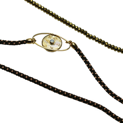 眼鏡チェーン 組紐 パンジー 金 磁気入りヘマタイト グリーン TAMARUSAN