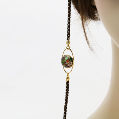 眼鏡チェーン 組紐 パンジー 金 磁気入りヘマタイト グリーン TAMARUSAN