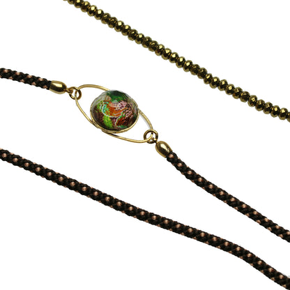 眼鏡チェーン 組紐 パンジー 金 磁気入りヘマタイト グリーン TAMARUSAN