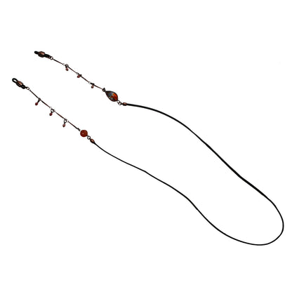 眼鏡チェーン 革紐 ロードナイト オレンジ パンジー TAMARUSAN