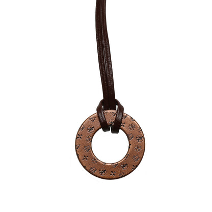 眼鏡ホルダー 革紐 2 way パンジー オレンジ TAMARUSAN