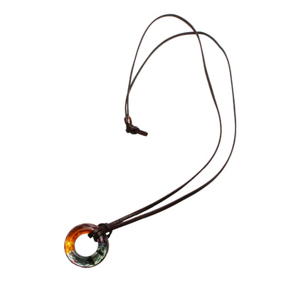 眼鏡ホルダー 革紐 2 way パンジー オレンジ TAMARUSAN